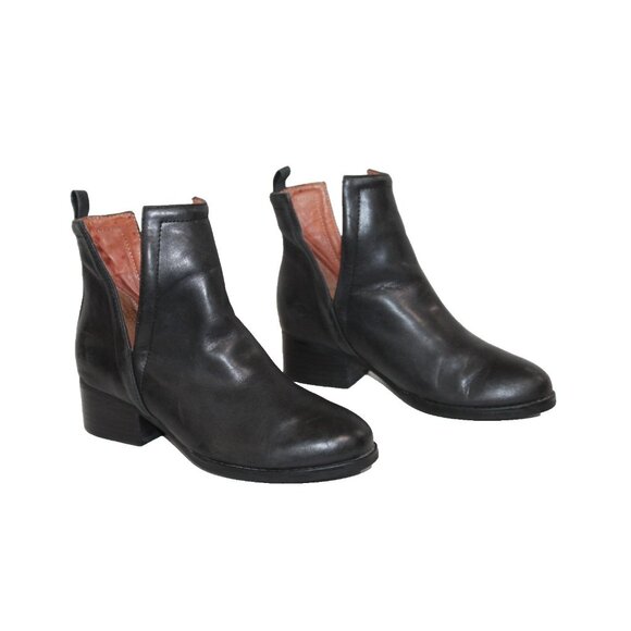 $195 JEFFREY CAMPBELL Womens US 6 Black Leather ORILEY Shoes Ankle Booties Boots - Picture 2 of 11